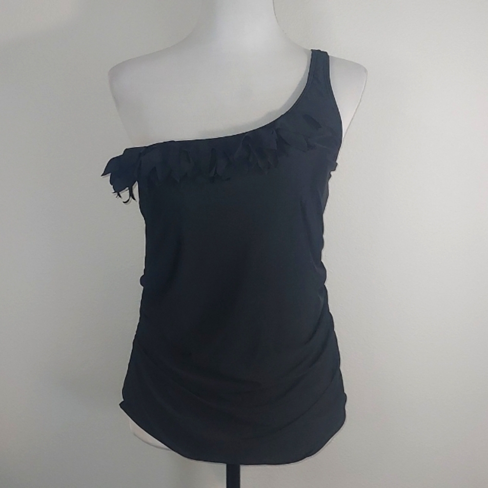 Unbranded Black One-Shoulder Ruffle Top Swimsuit Size XXXL